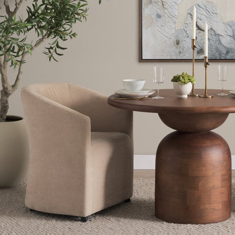 Sondra Beige Performance Fabric Upholstered Club Dining Chair by Mercana at Eve Furniture