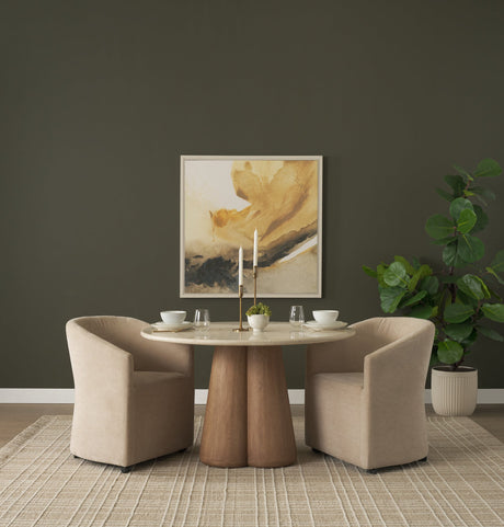 Sondra Beige Performance Fabric Upholstered Club Dining Chair by Mercana at Eve Furniture