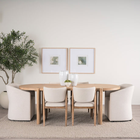 Sondra Oatmeal Performance Fabric Upholstered Club Dining Chair by Mercana at Eve Furniture