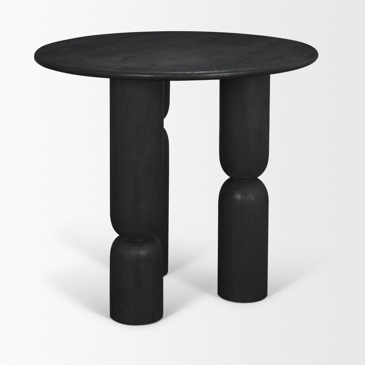 Sonel Matte Black Wood Pedestal Foyer Table by Mercana at Eve Furniture
