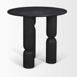 Sonel Matte Black Wood Pedestal Foyer Table by Mercana at Eve Furniture