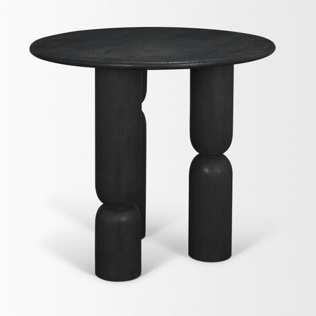 Sonel Matte Black Wood Pedestal Foyer Table by Mercana at Eve Furniture