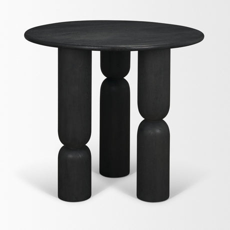Sonel Matte Black Wood Pedestal Foyer Table by Mercana at Eve Furniture