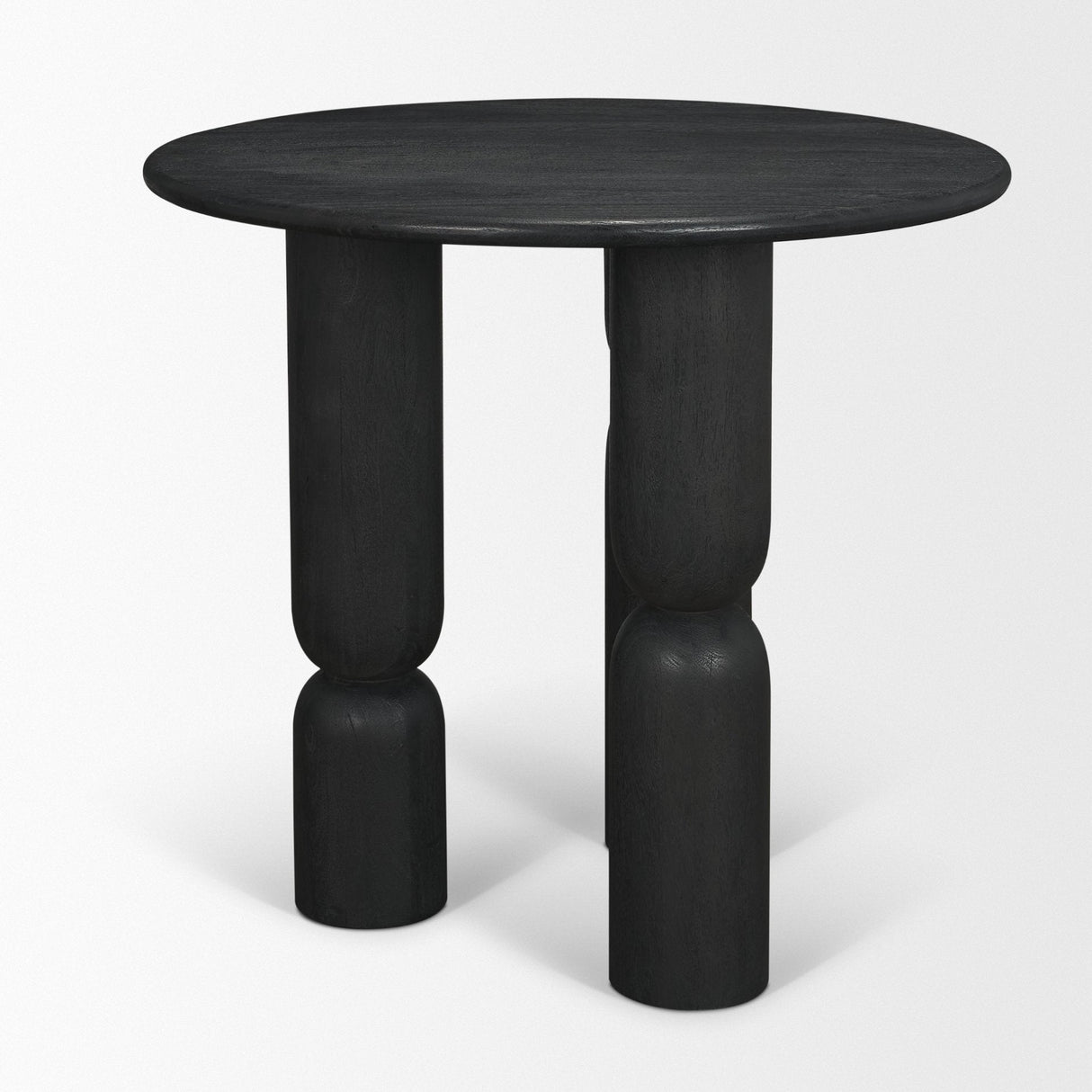 Sonel Matte Black Wood Pedestal Foyer Table by Mercana at Eve Furniture