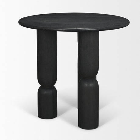 Sonel Matte Black Wood Pedestal Foyer Table by Mercana at Eve Furniture