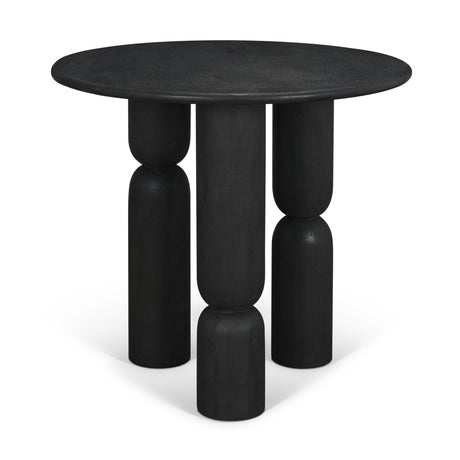 Sonel Matte Black Wood Pedestal Foyer Table by Mercana at Eve Furniture