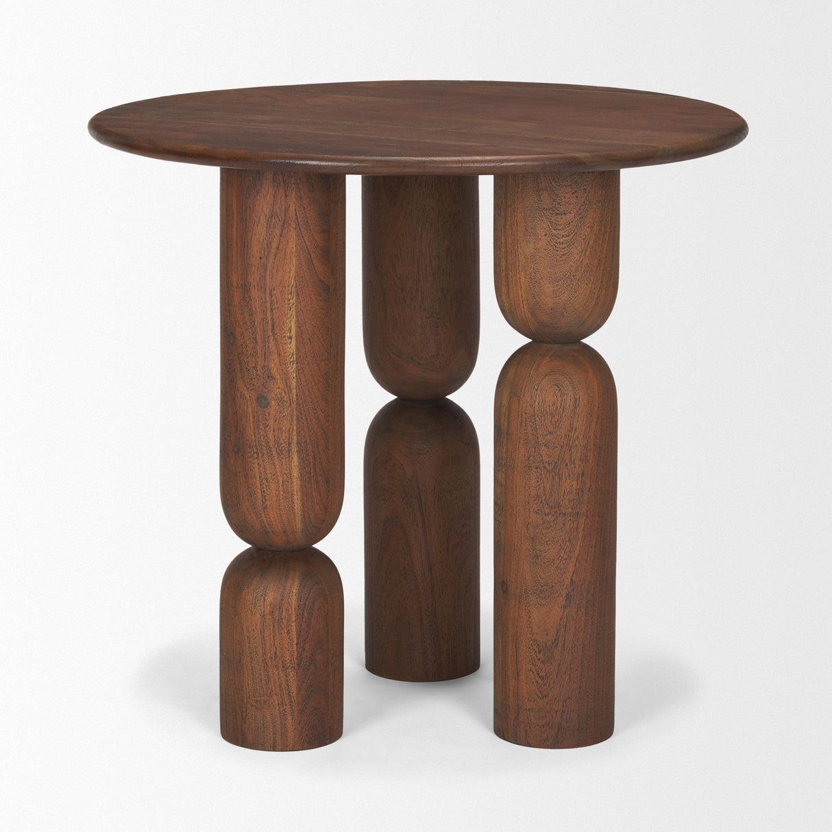 Sonel Pedestal Medium Dark Brown Acacia Wood Foyer Table by Mercana at Eve Furniture