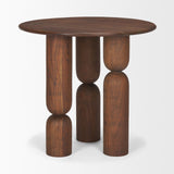 Sonel Pedestal Medium Dark Brown Acacia Wood Foyer Table by Mercana at Eve Furniture