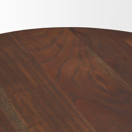 Sonel Pedestal Medium Dark Brown Acacia Wood Foyer Table by Mercana at Eve Furniture
