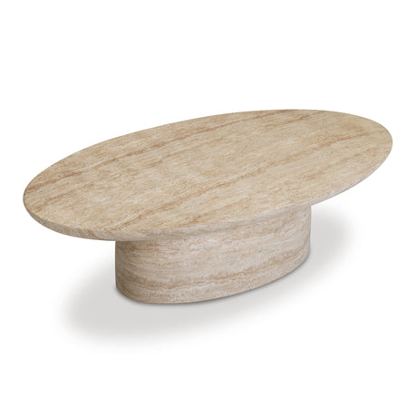 Sonia 51" Faux Travertine Indoor/Outdoor Concrete Coffee Table by TOV Furniture at Eve Furniture