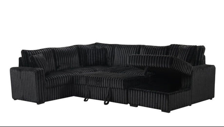 Sonic Black Fabric Sectional With Pull-Out Bed by Happy Homes at Eve Furniture
