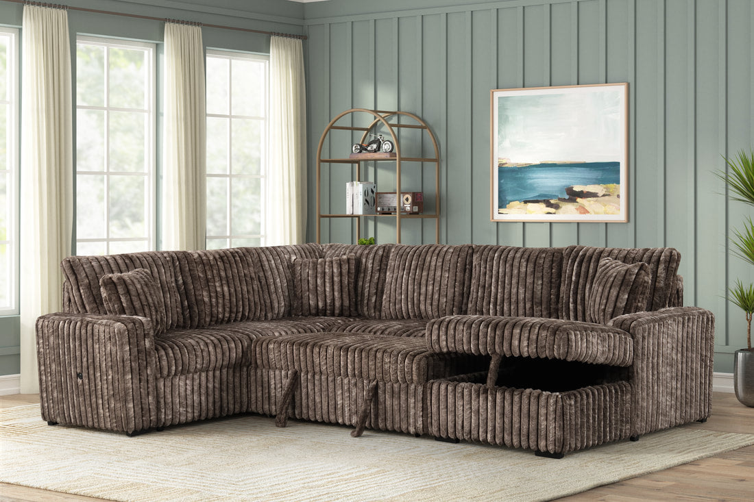 Sonic Brown Sectional With Pull-Out Bed by Happy Homes at Eve Furniture