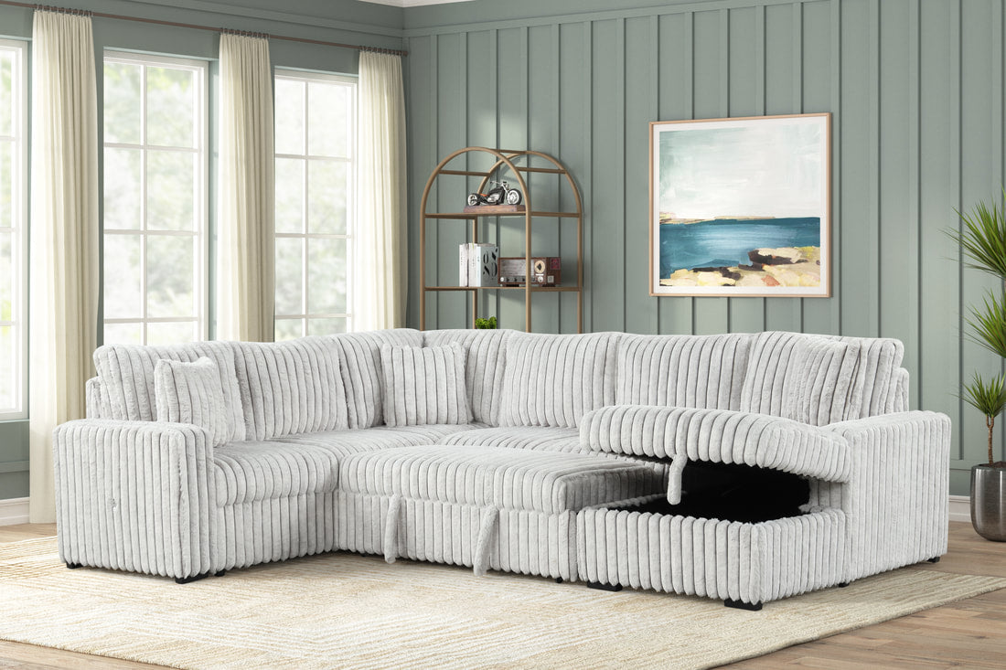 Sonic Gray Sectional With Pull-Out Bed by Happy Homes at Eve Furniture