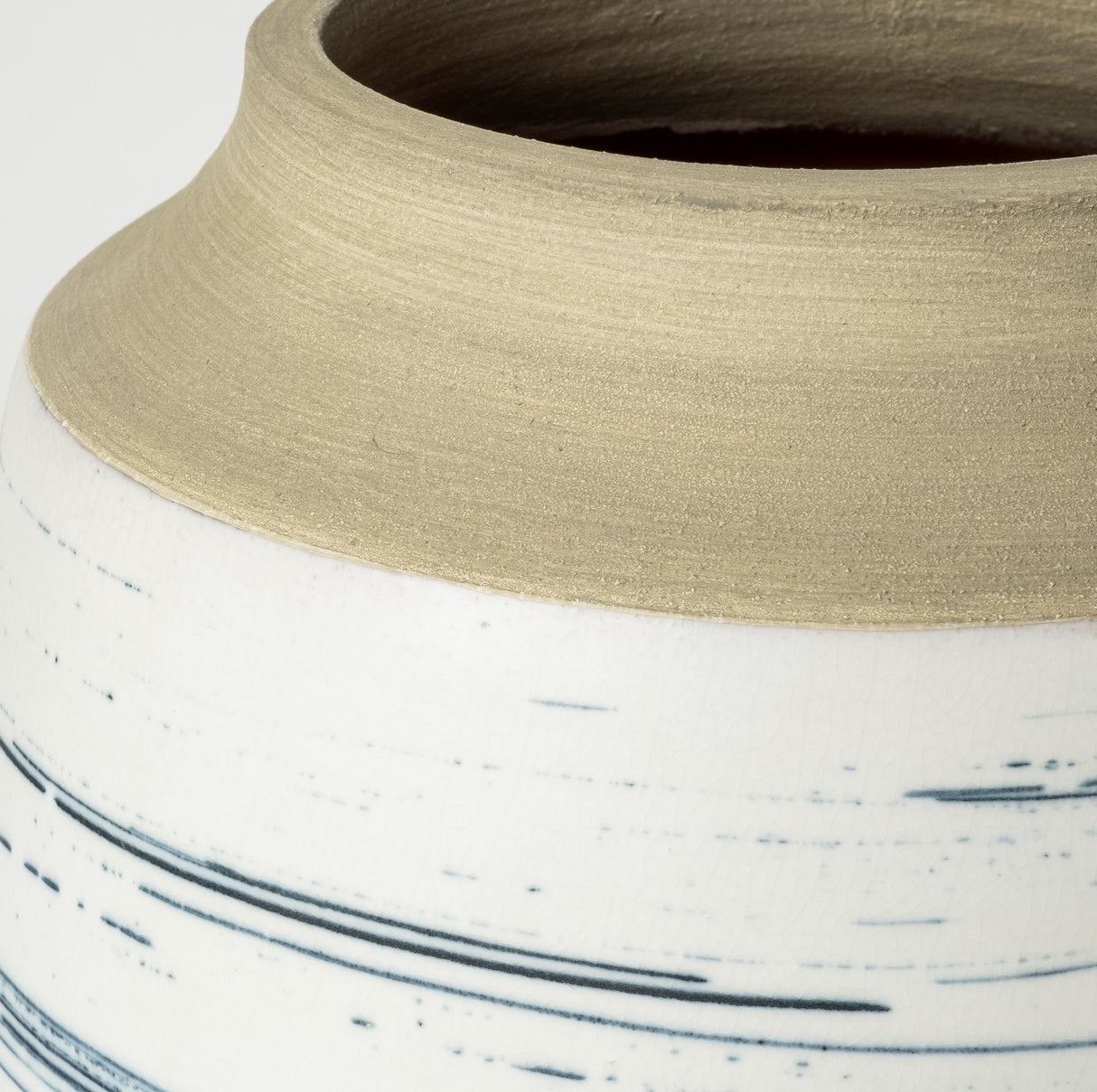 Sonnett Short White/Blue Ceramic Vase by Mercana at Eve Furniture