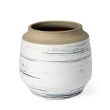 Sonnett Short White/Blue Ceramic Vase by Mercana at Eve Furniture
