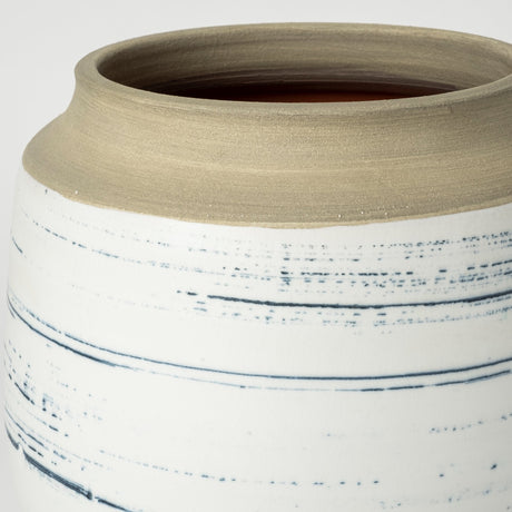 Sonnett Tall White/Blue Ceramic Vase by Mercana at Eve Furniture