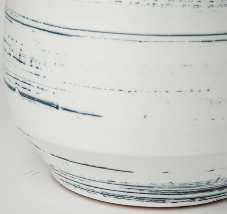Sonnett Tall White/Blue Ceramic Vase by Mercana at Eve Furniture