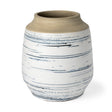 Sonnett Tall White/Blue Ceramic Vase by Mercana at Eve Furniture