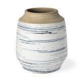 Sonnett Tall White/Blue Ceramic Vase by Mercana at Eve Furniture