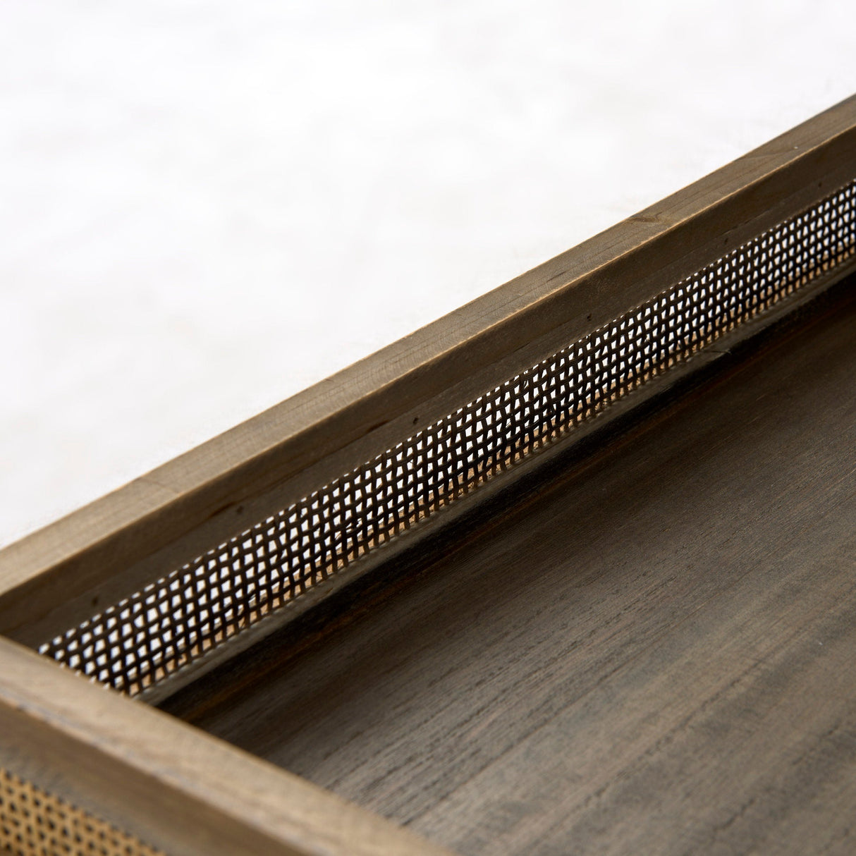 Sonny 23.6L x 23.6W x 2.0H Set of Two Brown Wood and Wicker Square Trays by Mercana at Eve Furniture