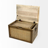Sonny Set of Two Brown Wood and Wicker W/ Metal Detail Rectangular Boxes by Mercana at Eve Furniture
