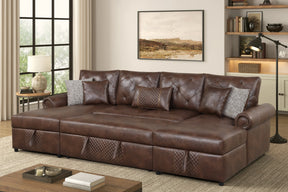 Sonoma Brown Double Storage Chaise Sectional (w/ Pull-Out Bed) by Happy Homes at Eve Furniture