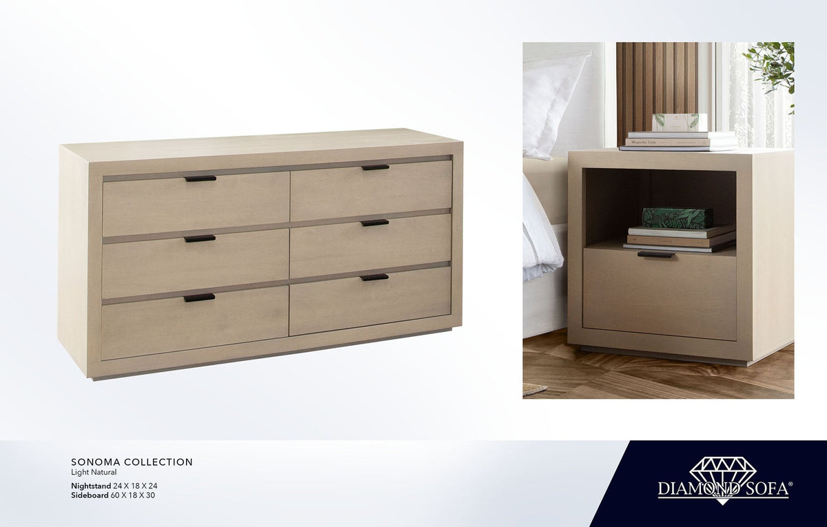 Sonoma Light Natural Wood Nightstand by Diamond Sofa at Eve Furniture