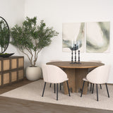 Sonomi Brown Solid Rubber Wood w/ Round Oak Tabletop Dining Table by Mercana at Eve Furniture