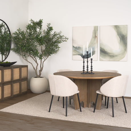 Sonomi Brown Solid Rubber Wood w/ Round Oak Tabletop Dining Table by Mercana at Eve Furniture