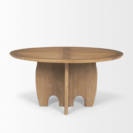 Sonomi Brown Solid Rubber Wood w/ Round Oak Tabletop Dining Table by Mercana at Eve Furniture