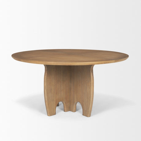 Sonomi Brown Solid Rubber Wood w/ Round Oak Tabletop Dining Table by Mercana at Eve Furniture
