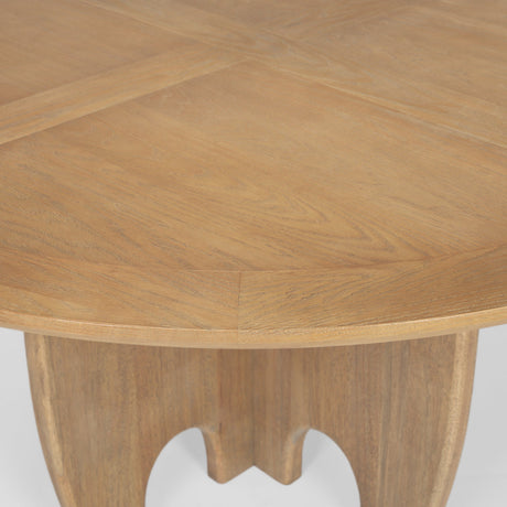 Sonomi Brown Solid Rubber Wood w/ Round Oak Tabletop Dining Table by Mercana at Eve Furniture