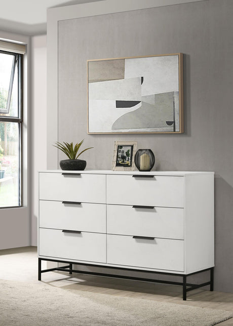Sonora 6-drawer Bedroom Dresser White by Coaster at Eve Furniture