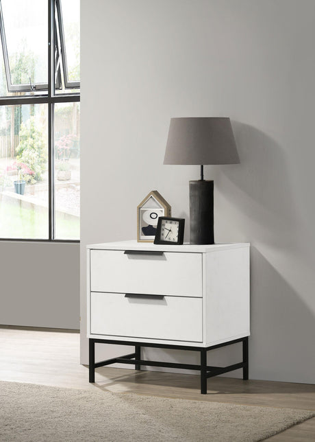 Sonora White 2-drawer Nightstand Bedside Table by Coaster at Eve Furniture