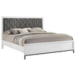 Sonora White Eastern King Upholstered Panel Bed by Coaster at Eve Furniture