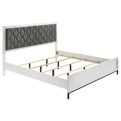 Sonora White Eastern King Upholstered Panel Bed by Coaster at Eve Furniture
