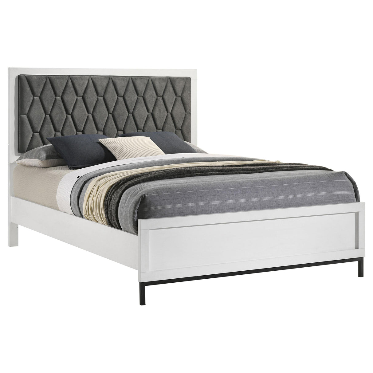 Sonora White Queen Upholstered Panel Bed by Coaster at Eve Furniture