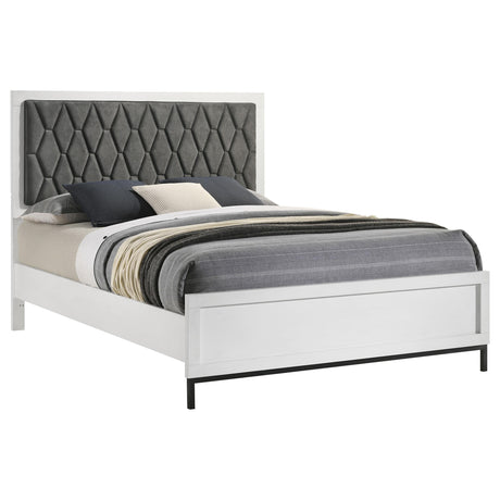 Sonora White Queen Upholstered Panel Bed by Coaster at Eve Furniture