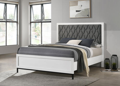 Sonora White Queen Upholstered Panel Bed by Coaster at Eve Furniture