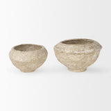 Sonu Set of 2 Beige Paper Mache Half-Pot Bowls by Mercana at Eve Furniture