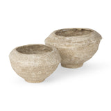 Sonu Set of 2 Beige Paper Mache Half-Pot Bowls by Mercana at Eve Furniture