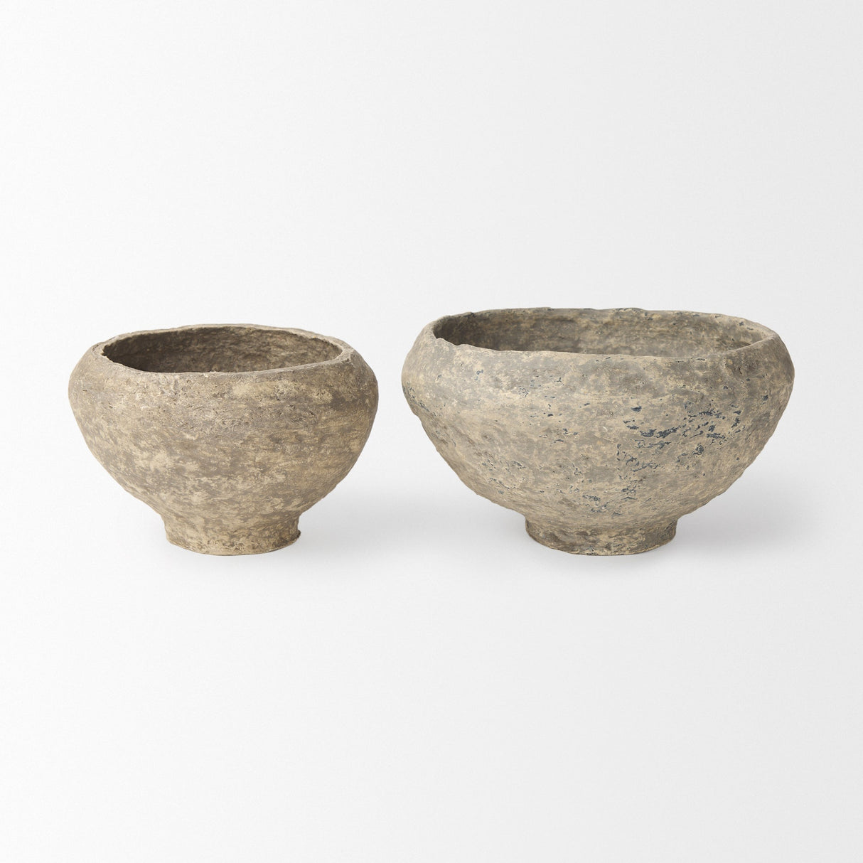 Sonu Set of 2 Gray Paper Mache Half-Pot Bowls by Mercana at Eve Furniture