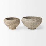 Sonu Set of 2 Gray Paper Mache Half-Pot Bowls by Mercana at Eve Furniture