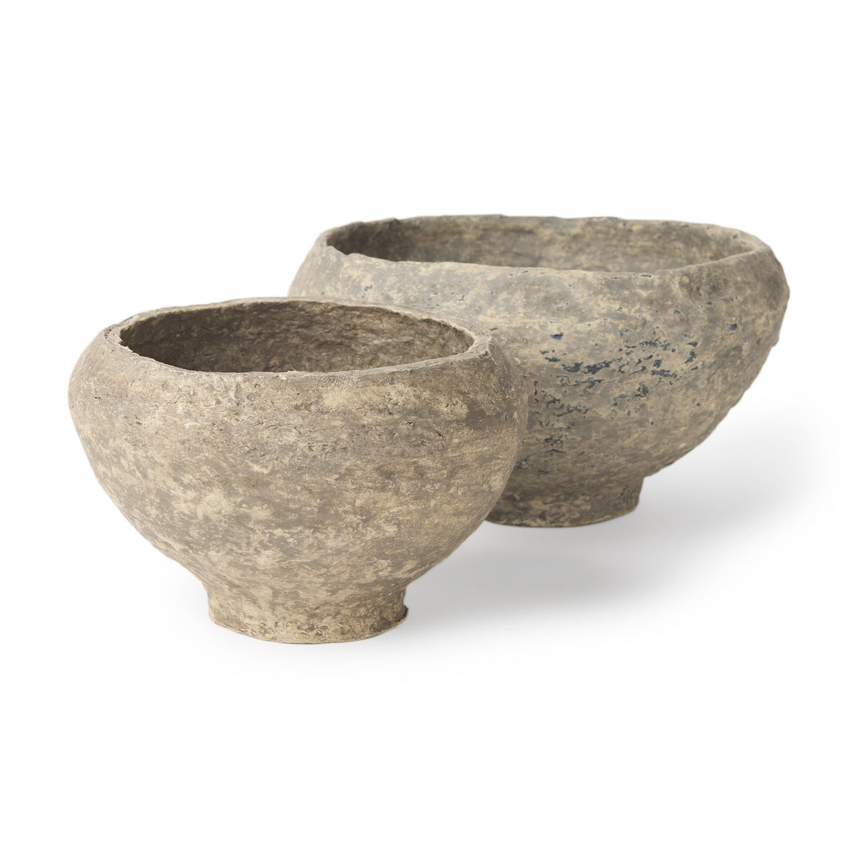 Sonu Set of 2 Gray Paper Mache Half-Pot Bowls by Mercana at Eve Furniture
