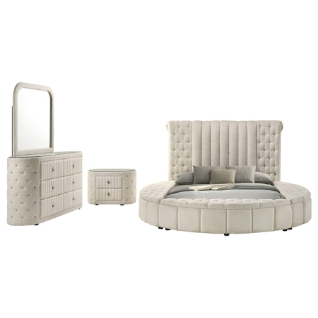 Sonya Ivory 4-Piece Upholstered Queen Bedroom Set by Coaster at Eve Furniture