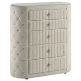 Sonya Ivory 5-Drawer Upholstered Bedroom Chest of Drawers by Coaster at Eve Furniture