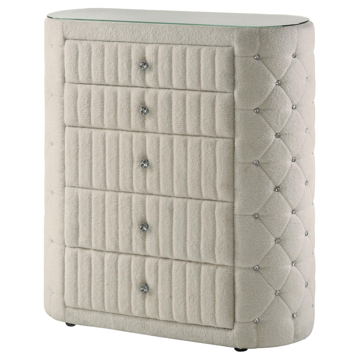 Sonya Ivory 5-Drawer Upholstered Bedroom Chest of Drawers by Coaster at Eve Furniture