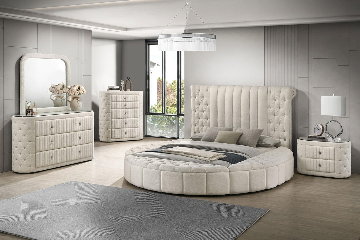 Sonya Ivory 5-Piece Upholstered Eastern King Bedroom Set by Coaster at Eve Furniture
