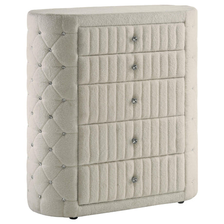 Sonya Ivory 5-Piece Upholstered Queen Bedroom Set by Coaster at Eve Furniture