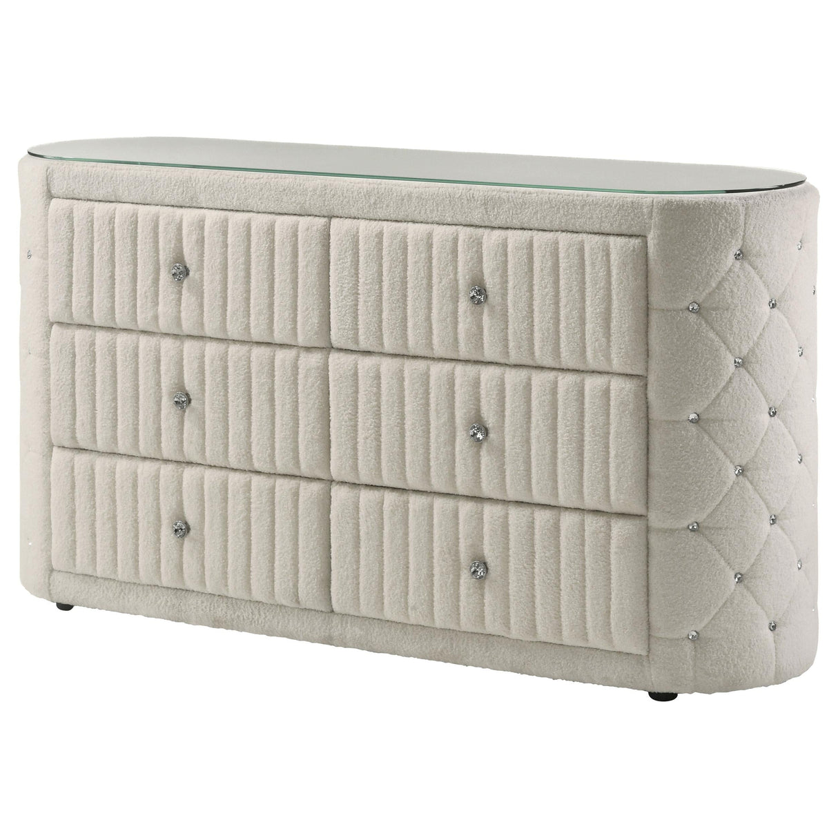 Sonya Ivory 6-Drawer Upholstered Bedroom Dresser by Coaster at Eve Furniture